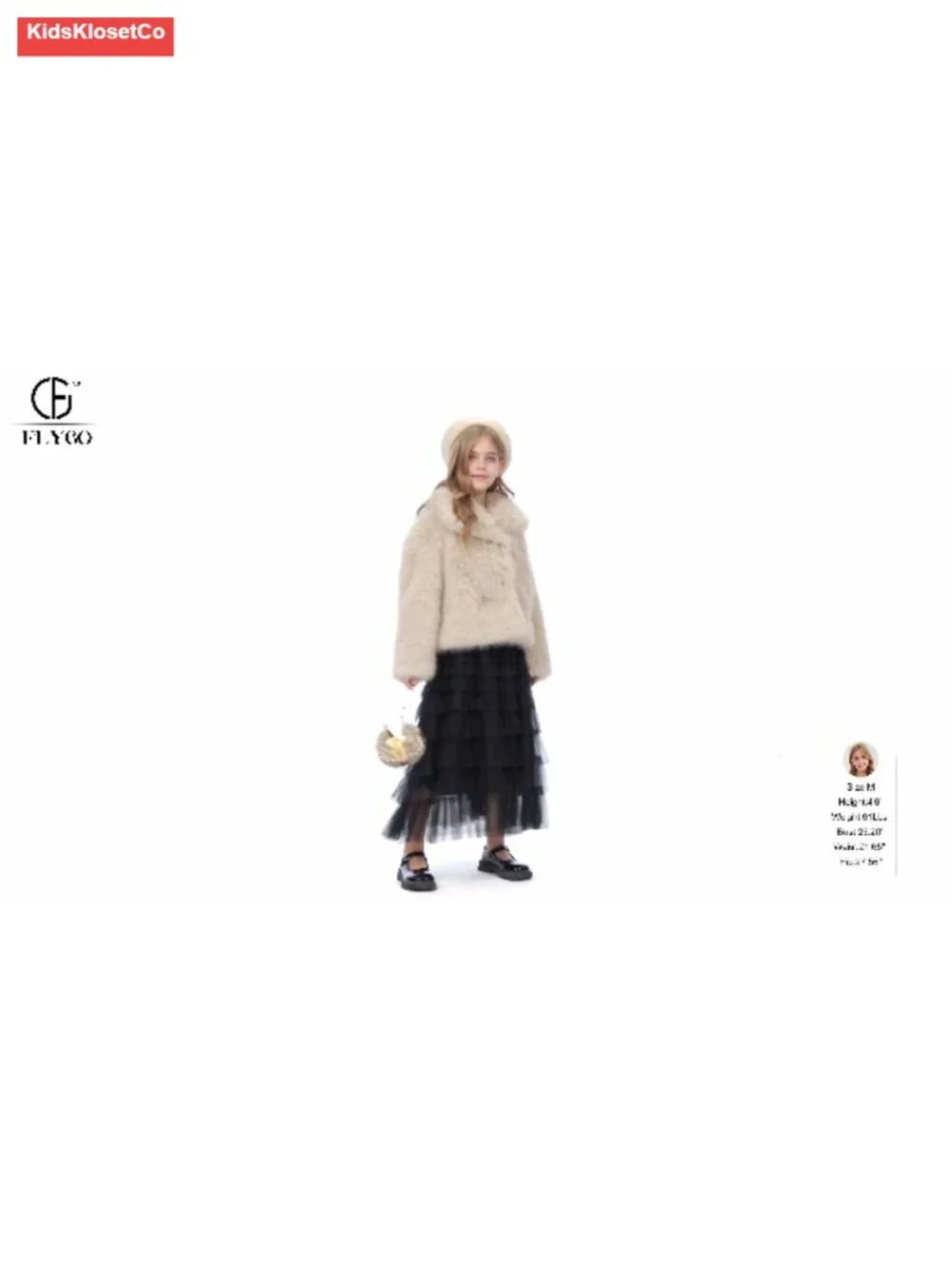 Faux Fur Coat Girls Fluffy Jacket Winter Snap Front Shawl Lapel